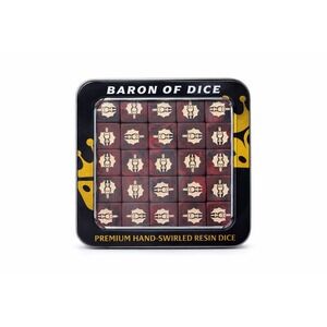 Baron Of Dice Premium Wargaming Dice Set 25 Resin Dice Red Black Swirl Tabletop